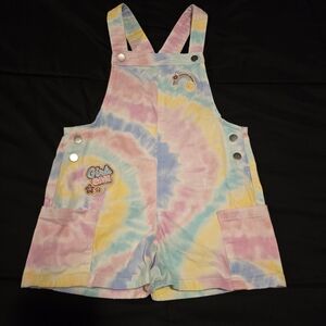 Girl's Tie Dye‎ Shortalls Overalls Adjustable Straps Pink Blue Size 6 Small